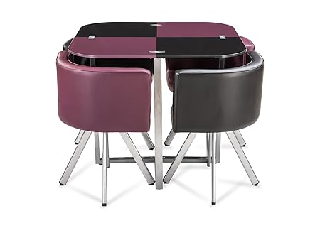 Durian Neon Four Seater Dining Table Set (Blue)