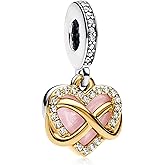 MSPOVOF Family Mom Heart Charms 925 Sterling Silver Bead for Bracelets and Necklaces For Women Jewelry Present