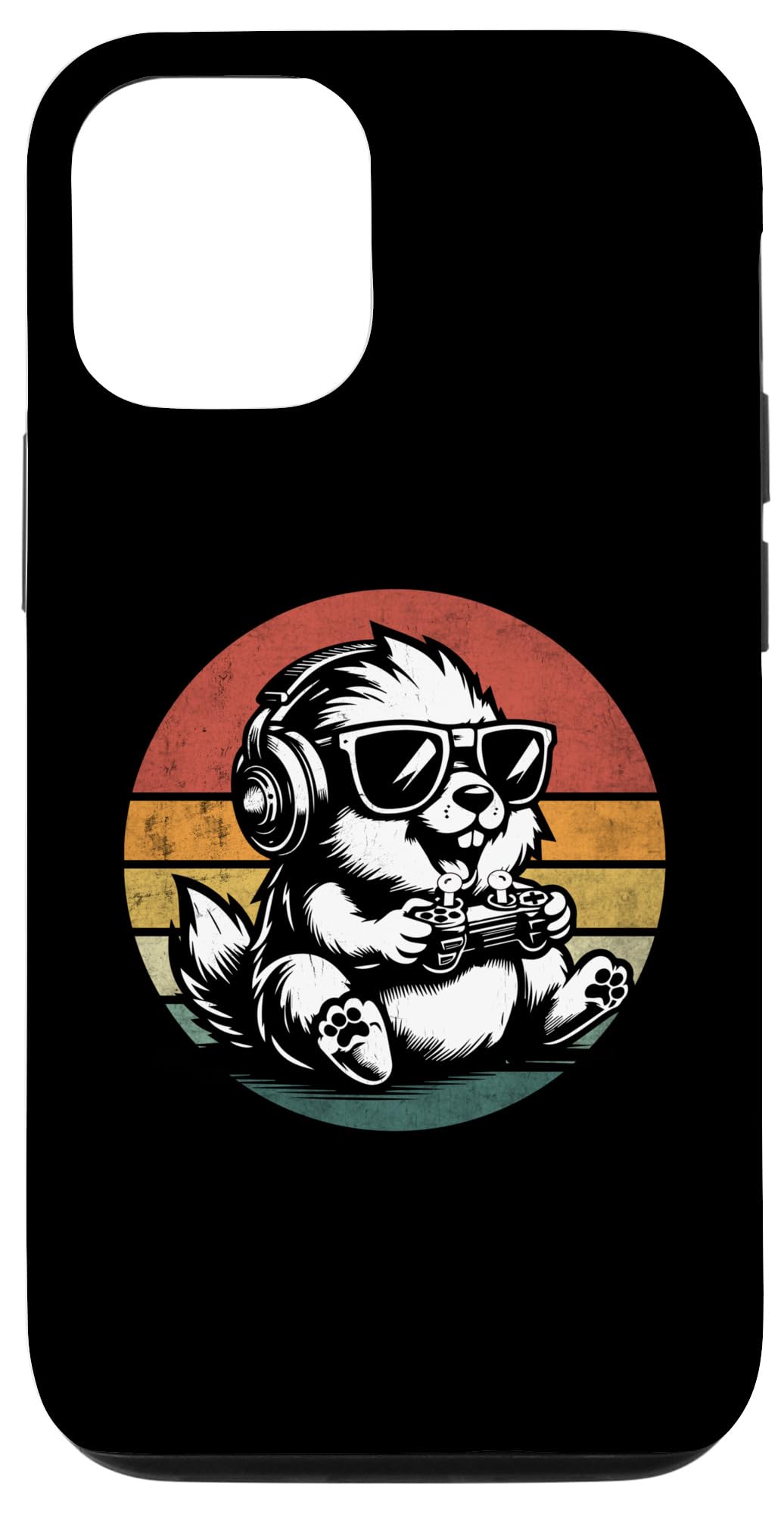 iPhone 15 Retro Beaver Playing Video Games Retro Funny Beaver Gaming Case