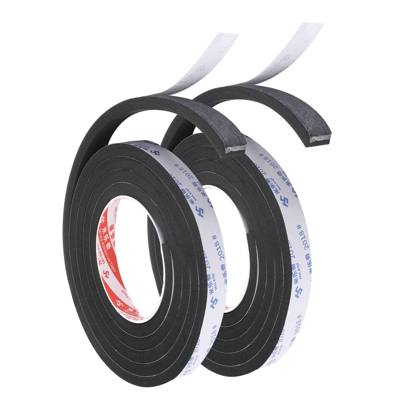 PATIKIL 2m/6.6ft Sealing Foam Tape, 2 Pack 2cm Wide 10mm Thick Single Sided Weather Stripping Door Seal Strip for Window Door Insulation, Black
