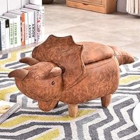 JOYBASE Cute Animal Storage Ottoman, Footrest Stool, Ride on Seat, Storage (Dinosaur)