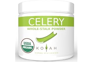 KOYAH - Organic USA Grown Celery Powder (1 Scoop = 1/2 Cup Fresh): 22 Servings, Freeze-dried, Whole-Stalk Powder
