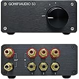 Premium 3 in 1 Out RCA Switch Box, Passive Stereo Signal Source selector, Audio switcher Splitter Box (Black)