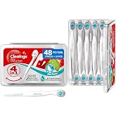cleaings&reg; 48 Pcs Disposable Mini Toothbrush - Pre-Pasted with Mint Toothpaste &amp; Toothpick - Travel Size Toiletries - 2 Packs of 24 - Mint Flavor