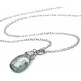 Aerides Designs Green Amethyst Necklace Sterling Silver Prasiolite Pendant Mint 18 Inches