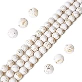 100pcs 6mm White Shell Turquoise Beads Natural Gemstone Beads Round Loose Beads for Jewelry Making