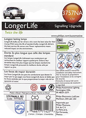 Philips 3757NA LongerLife Miniature Bulb, 2 Pack