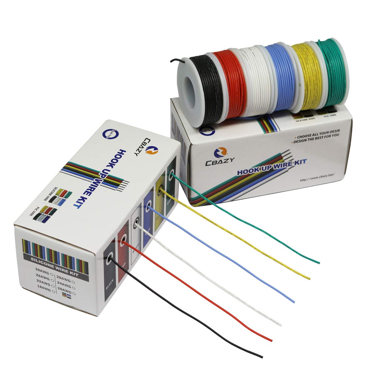 CBAZY Hook up Wire Kit (Stranded Wire Kit) 18 Gauge Flexible Silicone Rubber Electric Wire 6 Colors 16.4 feet Each 18 AWG