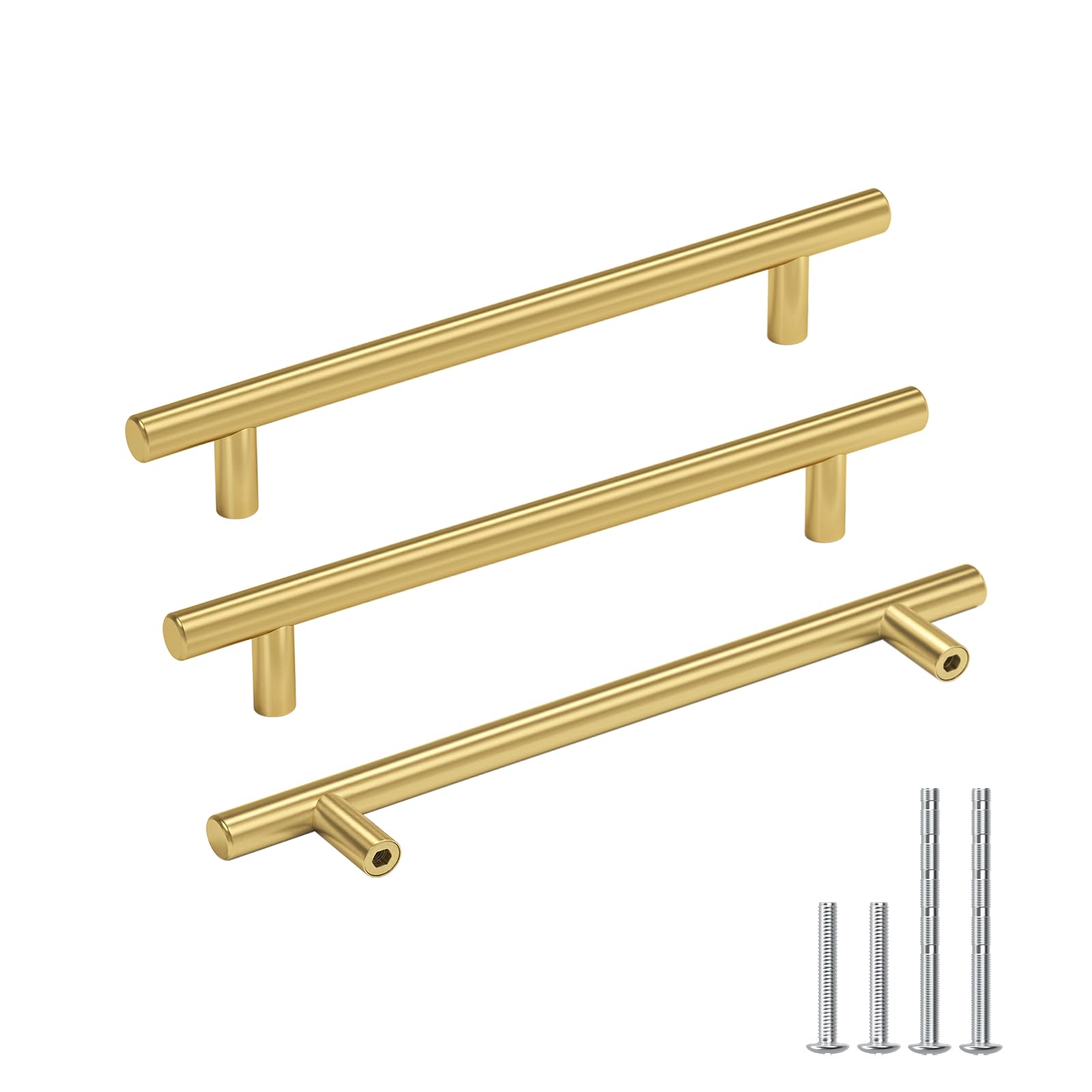 Goldenwarm 20Pack Gold Kitchen Handles 160mm Hole Center Gold Handles for Cupboard, Stainless Steel