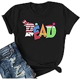 Read Shirt for Women Reading Book T Shirt Book Lover Tee Funny Teacher T-Shirt Causal Short Sleeve Tops