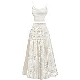 Milumia Women's Ruffle Maxi Skirt Set Spaghetti Strap Cami Top and Skirt Matching Sets 2 Piece Outfit