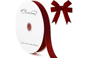 CLUEWR Burgundy Velvet Ribbon, 1 Inch 25 Yards Spool Ribbon for Christmas Tree Ornaments, Gift Wrapping, Bows Making, Handmade Crafts, Wreath Decoration, Flower Bouquet