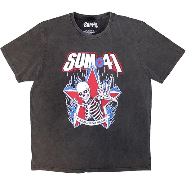 T-Shirt Sum 41 Tour 24 Rose Skull Officiellement Licencié - Rock Off