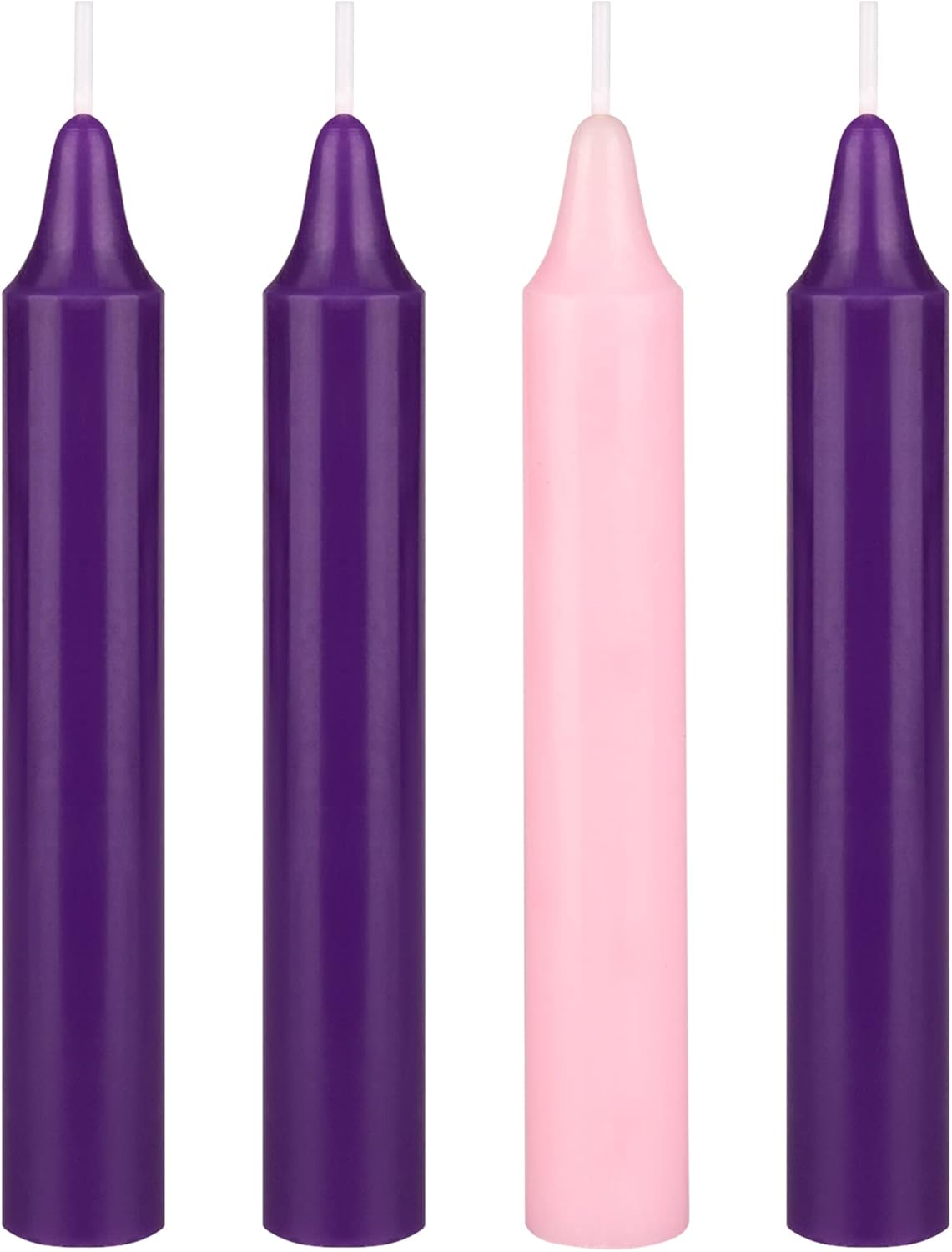 Candles & Holders - Mega Candles 4 pcs Unscented Christmas Advent Taper Candle, Hand Poured Wax Candles 5 Inch x 3/4 Inch, Holidays, Church, Devotional, Celebration, Party & More