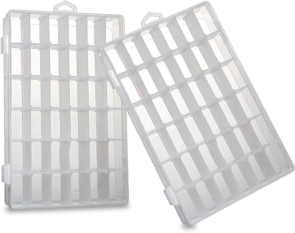 FSC Lighting Plastic Storage containers,Plastic Storage Organizer Box for Bead Box Tackle Boxes Jewelry Organizers and Small Accessories Plastic Storage Box Removable 36Grids Compartment 2 Pack ¡­