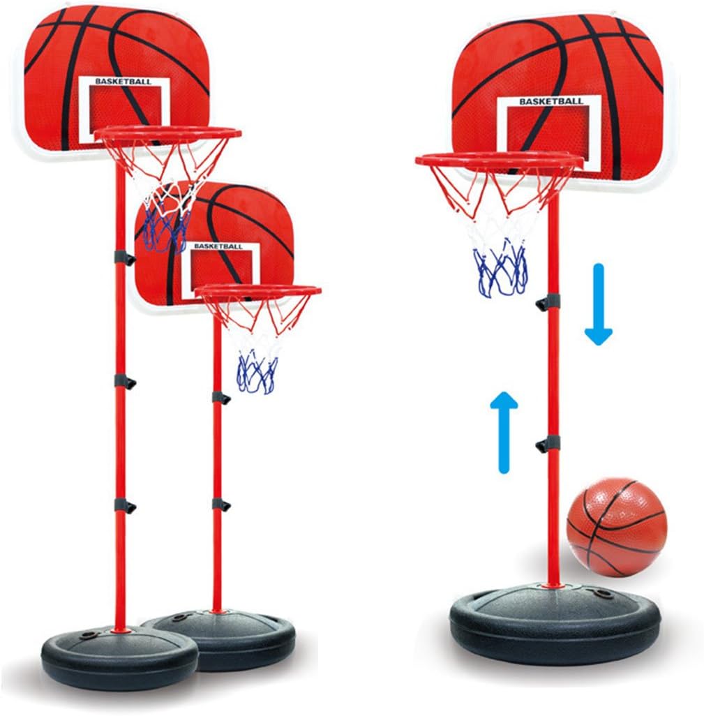 OSoMax 63-150cm Basketball Stand Hoop Portable Plastic Backboard Basketball Stand 4-Section Height Adjustable with Inflator for Children, Family Game