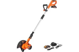 VEVOR Lawn Edger, 20 V Battery Powered Cordless Edger, 9-inch Blade Edger Lawn Tool with 3-Position Blade Depth, Battery and 