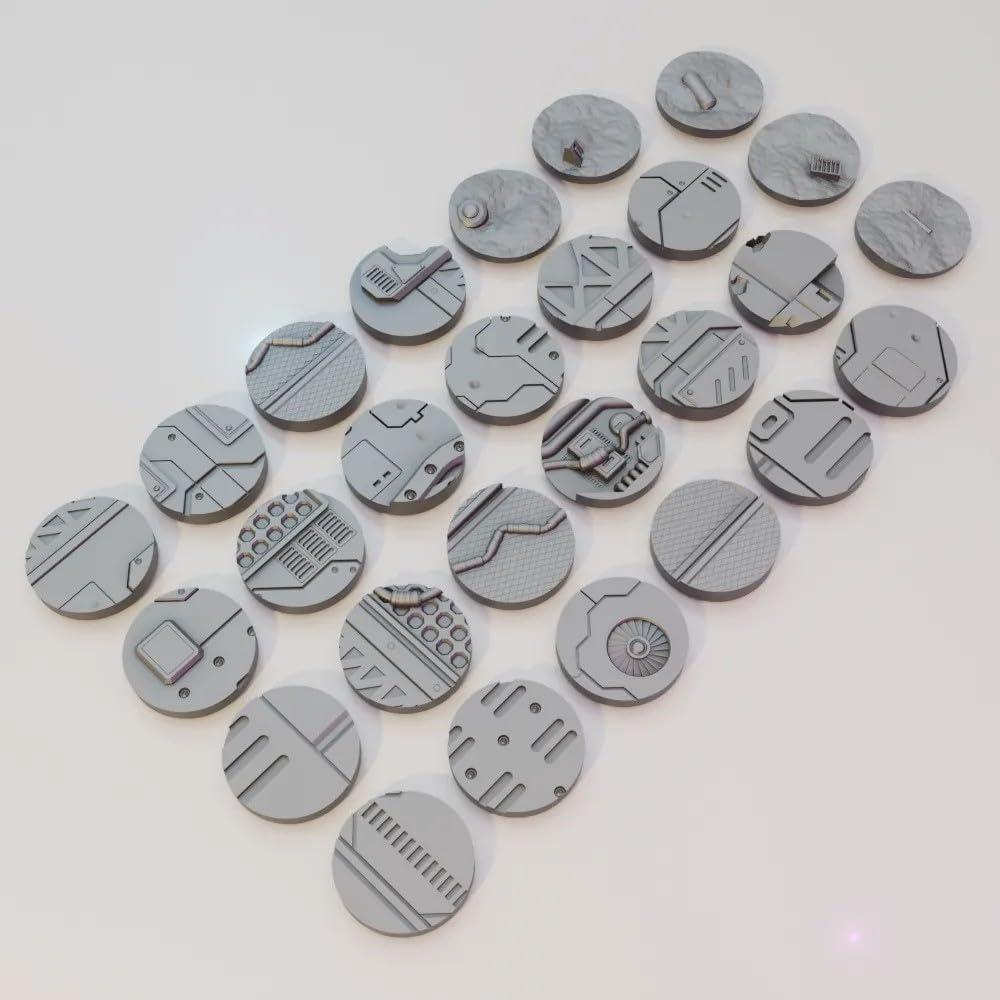 27 x 32mm Sci-Fi Wargaming Round Base Toppers for Miniatures - 3d Printed Tabletop Terrain