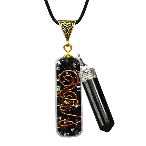 Orgonite Shop Black Tourmaline Pipe Pendant Necklace, Black