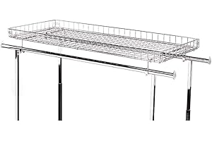 SSWBasics Wire Basket Topper for Double Rail Clothing Rack - 52 ½ “L x 22 ½” W