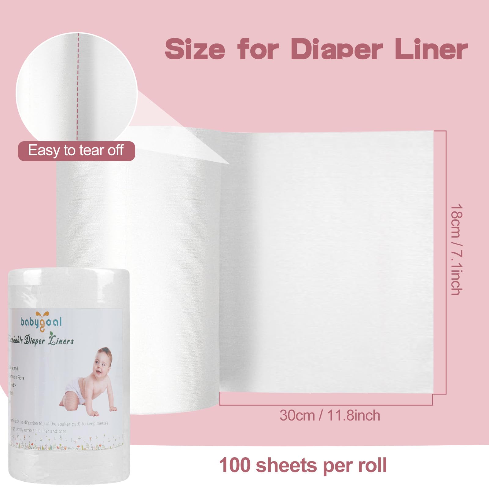 Babygoal Baby Cloth Diaper Liners 2 Pack, Rayon from Bamboo Liners for Cloth Diaper Nappy (200 Sheets) 2BBT01