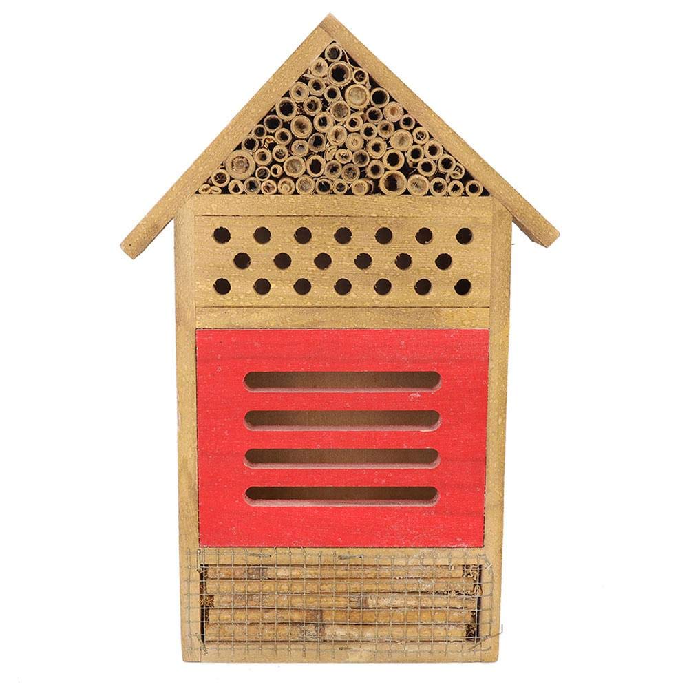 TOPINCN Bee House Beehive Wooden Insect Apiary Wood Insect Room Hotel Shelter Garden Decoration Nest Box