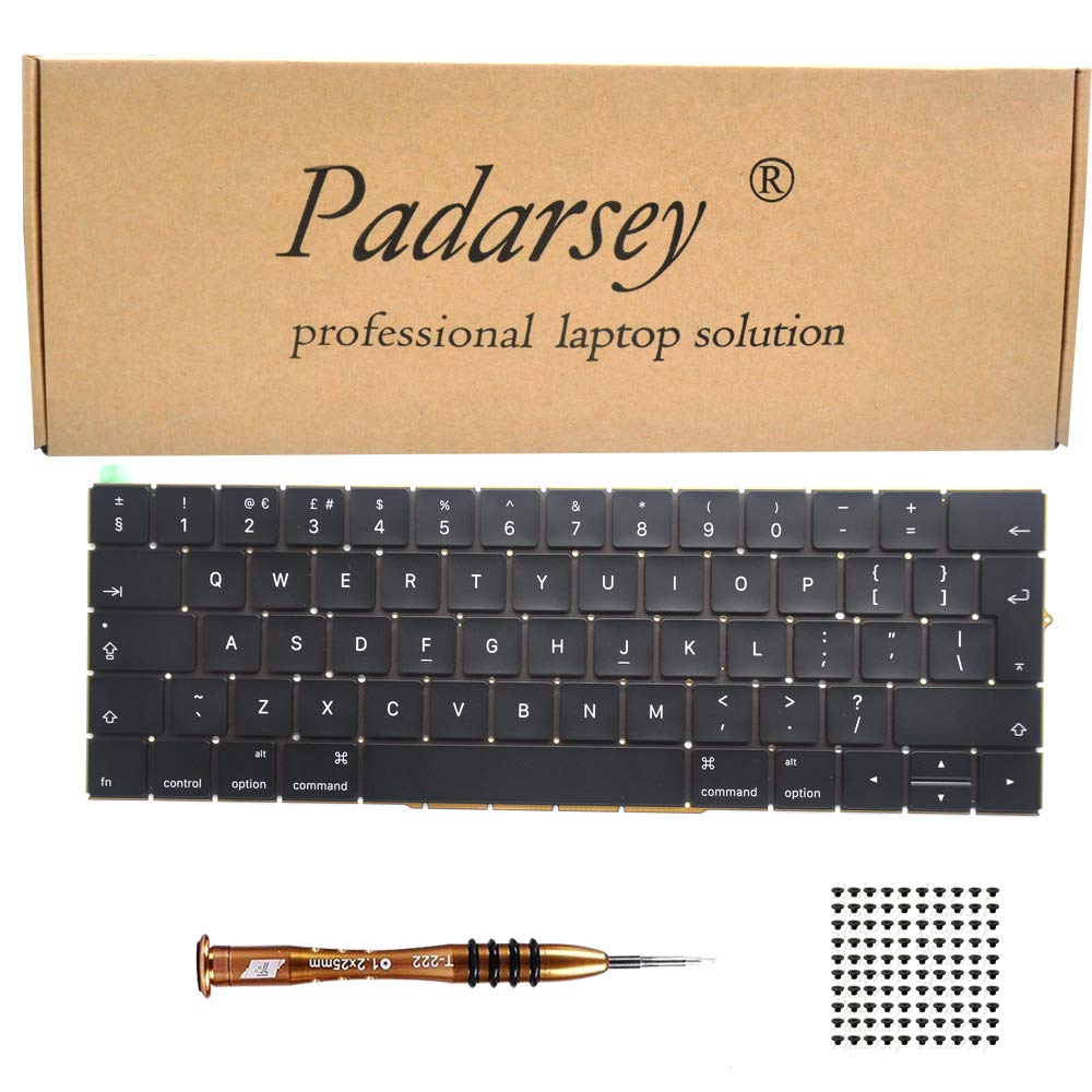 Pardarsey Replacement UK Layout Keyboard Compatible for MacBook Pro 13" inch A1706 & MacBook Pro 15" inch A1707 Touch Bar (Only Compatible Late 2016 mid 2017 Year) with 50 PCE Screws+Screwdriver