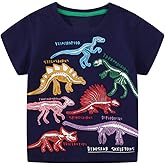 Toddler Boys T-Shirt Short Sleeve Shirt Dinosaur Print Cotton Summer Tops Tees Shark Graphic 2-7T