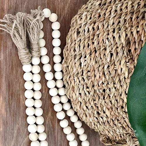 image for RGB World Big 58in Wood Bead Garland with Tassels Farmhouse Beads Rust
