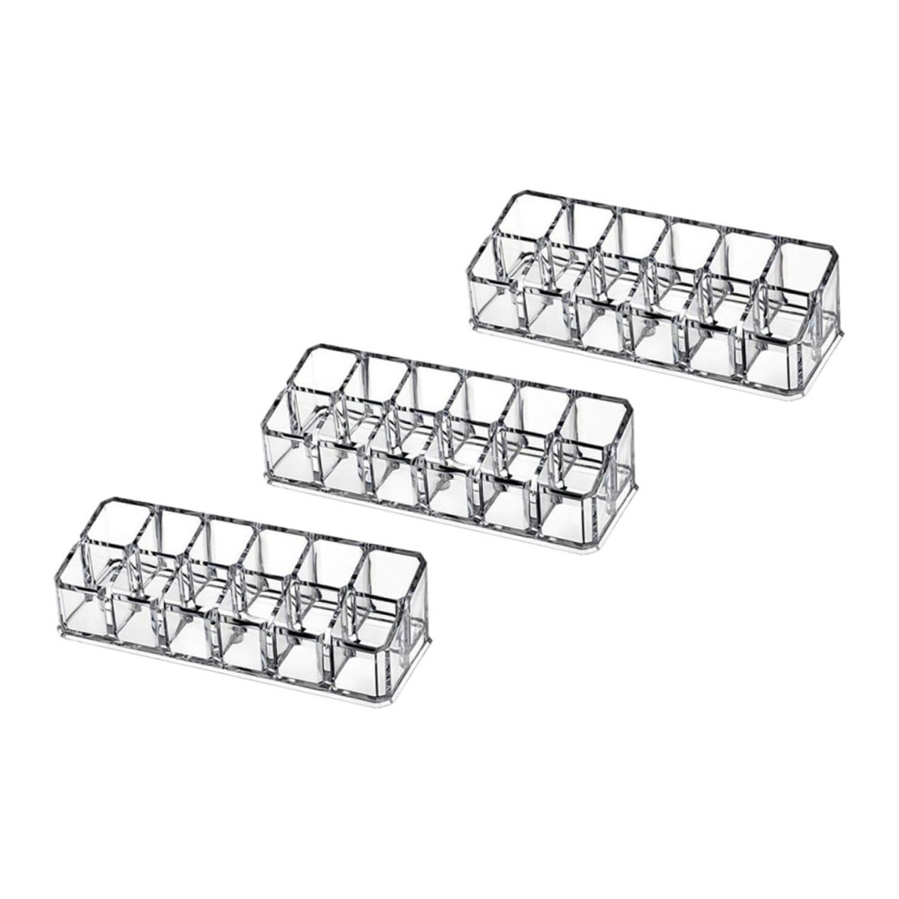 FRCOLOR Acrylic Lipstick Storage Box Transparent Cosmetic Organizer with 6 Slots Multi-Functional Lipstick Display Case for Dressing Table and Desktop