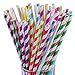 Antner 225pcs Biodegradable Stripe Paper Straws 9 Different Colors Rainbow Paper Drinking Straws for Shakes, Juices, Smoothies, Party Celebration Supplies