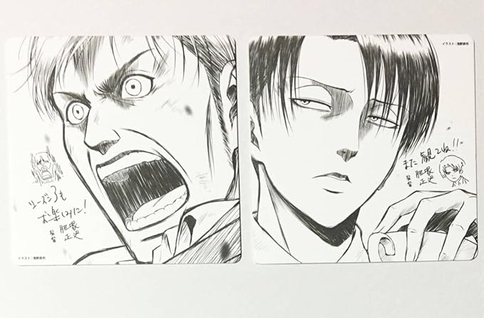 Amazon 劇場版 進撃の巨人 Season2 覚醒の咆哮 入場特典コースター 色紙 リヴァイ エルヴィン アニメ 萌えグッズ 通販