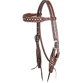Martin Saddlery Chocolate Roughout Browband Headstall with Floral Spot Dots Chocolate Full