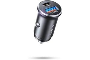 LISEN 54W USB C Car Charger USB C Fast Charger, Mini Cigarette Lighter Adapter, Car Phone Charger, Metal 12V USB Outlet, Car 