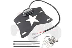 DarSeity Aluminum License Plate Frame with LED Light for Polaris RZR XP 1000 Ranger & Can Am Maverick X3 Kawasaki & Other UTV ATV Universal License Plate Holder