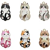LOTIKOU 30 Pcs Cute Cat Charms - Alloy & Enamel Colorful Assorted Charm Set for Jewelry Making, Cat Craft Supplies for Necklace, Bracelet & Anklet