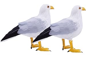 Etistta 2PCS Realistic Seagull Life Like Feathered Sea Gull Handmade 10 inch Fake Seagulls Birds for Home Decorations Garden Nautical Decor