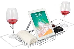 Witheeyou Bathtub Tray, Expandable Carbon Steel Bath Tub, Adjustable Length Bathtub Tray to Fit Most Bathtubs, Bathroom Acces