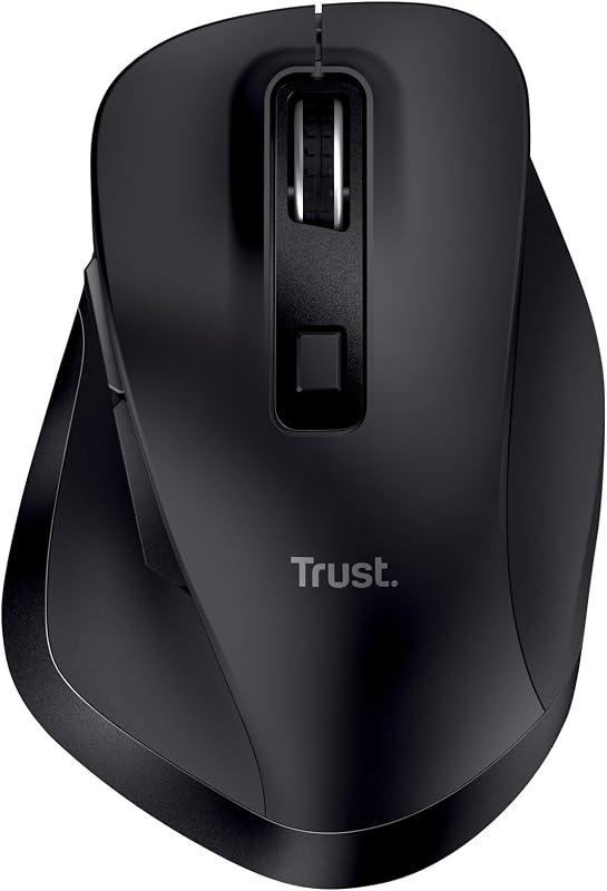 Mouse sem fio recarregável trust fyda, design sustentável, 800-2400 dpi, 6 botões, suporte para polegar, 2,4 ghz, receptor usb, mouse ergonômico para laptop, pc, macbook, escritório