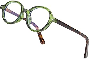 Teumire Vintage Round Glasses for Men Women Retro Oval Blue Light Glasses Fake Nerd Eyeglasses