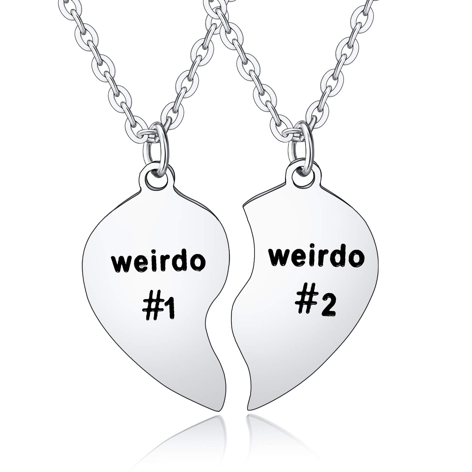 BESPMOSP 2PCs Friendship Gifts Weirdo 1 Weirdo 2 Matching Set Best Friends Necklace Birthday Gifts For Women Men