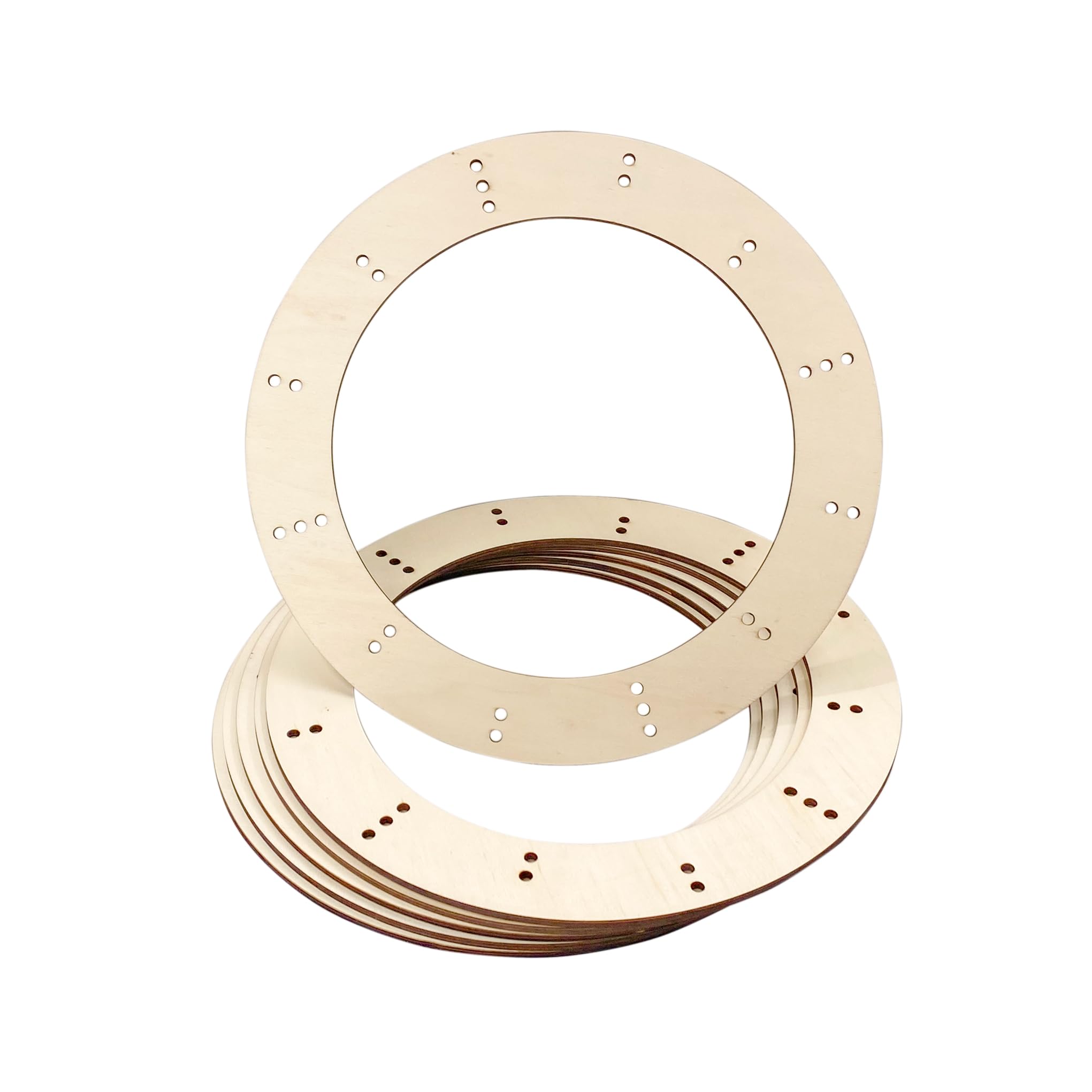 Photo 1 of 11 Inch 6 Pack Unfinished Wooden Wreath Rings Crafts Hanging Floral Hoop Garland Wood Wreath Frames for Home Decor (0.15 inch Thick,with 28 Holes)