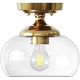 VONLUCE Industrial Semi Flush Mount Ceiling Light, 8.3" Ceiling Light Fixture with Clear Glass Shade, Farmhouse Lighting for 