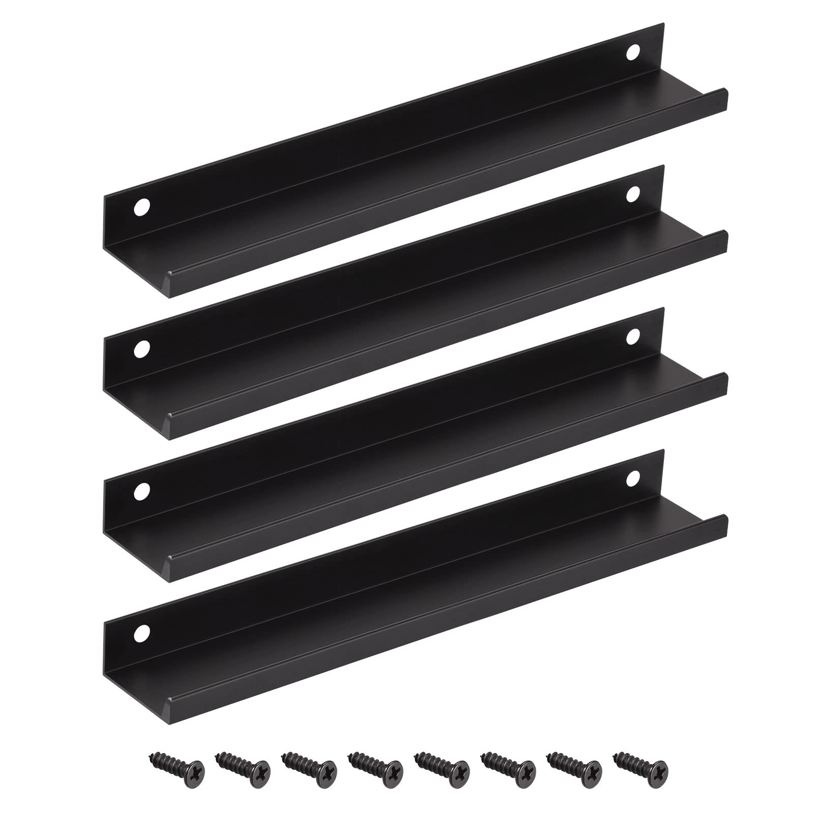 METALLIXITY Finger Edge Pull (250mm/9.84") 4Pcs, Aluminum Alloy Drawers Edge Pulls Back Mount Handle - for Home Kitchen Door Drawer, Black