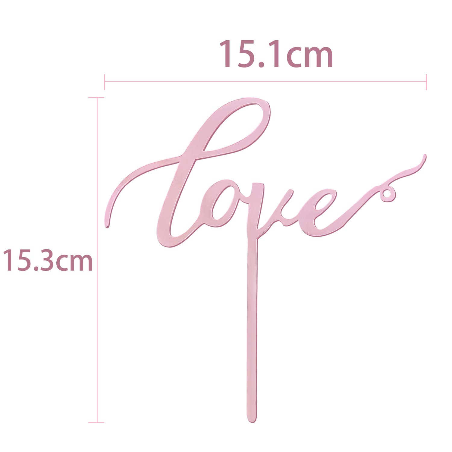 12 PCS Wedding Cake Topper Set Rose Gold Acrylic Love Sign Cupcake Topper Paper Fans Confetti Balloon Cake Supplies Decorations for Wedding Anniversary Birdal Shower