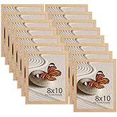 Memory Island 8x10 Photo Frames for Wall and Tabletop Display, 8 by 10 Natural Wood Grain Picture Frames with HD Plexiglass, Set of 15
