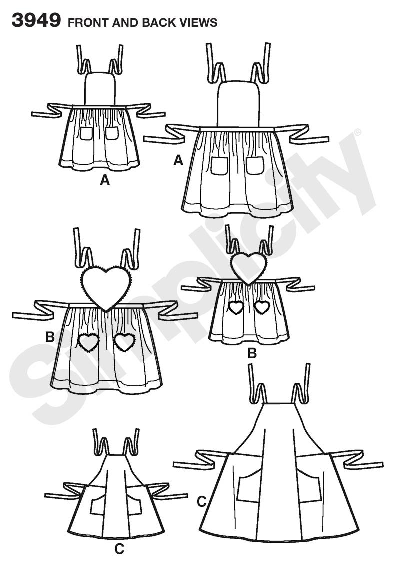Simplicity Child and Adult Matching Apron Sewing Patterns, Sizes S-L