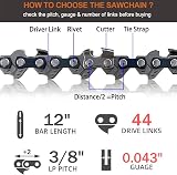 3 Pack Chainsaw Chain 12 inch 3/8 LP .043 gauge 44 drive links view 2