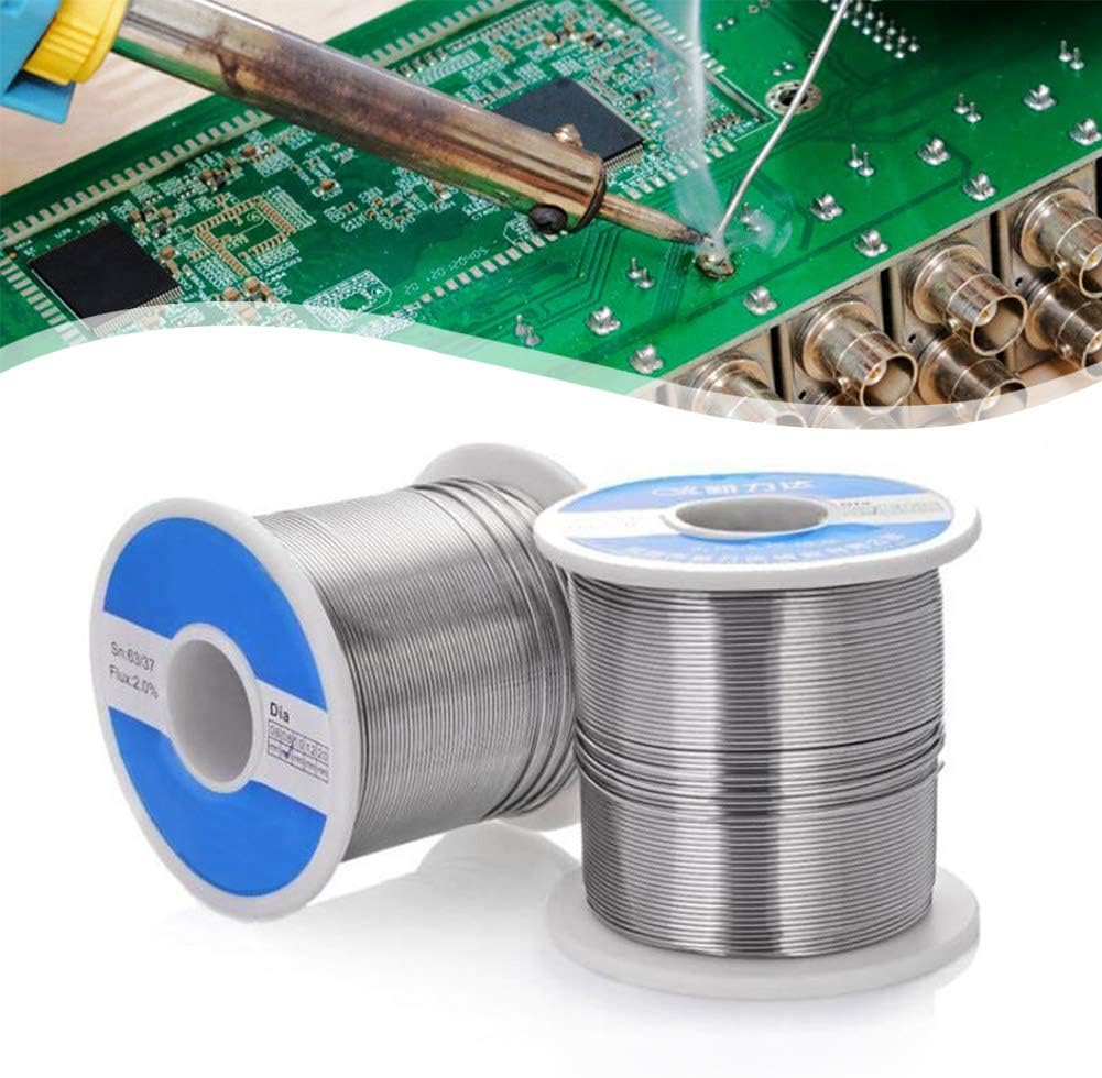 500g 1.0mm 60/40 Tin lead Solder Flux 2.0% Wire Rosin Core Soldering Wire Roll for electronics (2 Roll)