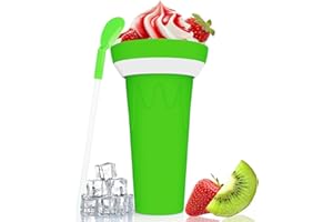LATIBELL Slushy Maker Cup - Slushie Cup Maker Squeeze Cool Stuff Double Layer Silicone Slush Cup 16.9 Ounce Summer Cooling Cup with Straw and Spoon,Green